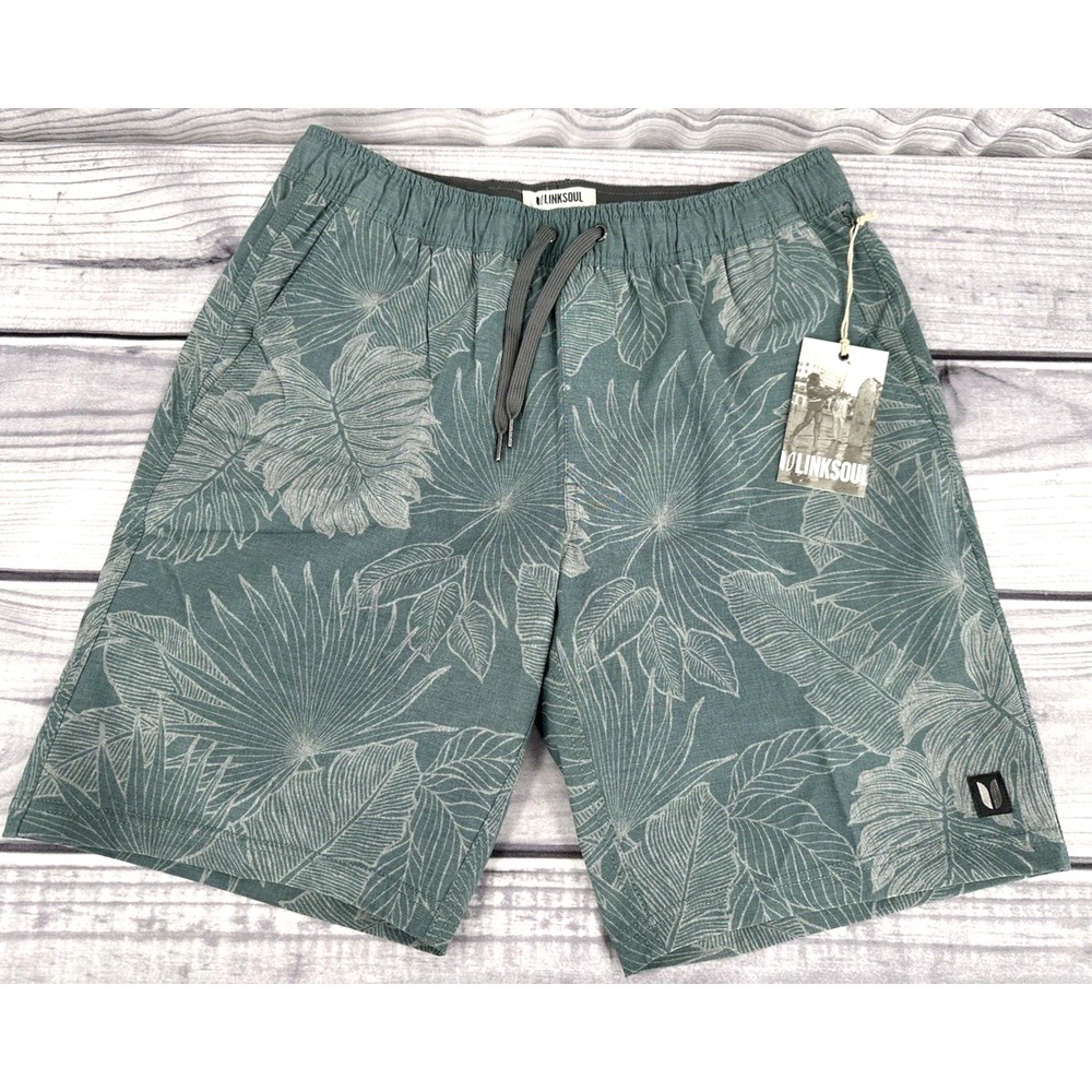 LINKSOUL STRETCH SATURDAY GOLF SHORTS Men's Size Medium STORM TROPICAL PRINT